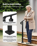 Adjustable Handrail 2-3 Steps Carbon Steel Matte Black Outdoor