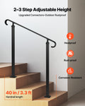 Adjustable Handrail 2-3 Steps Carbon Steel Matte Black Outdoor