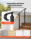 Adjustable Handrail 2-3 Steps Carbon Steel Matte Black Outdoor