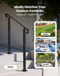 Adjustable Handrail 2-3 Steps Carbon Steel Matte Black Outdoor