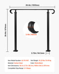 Adjustable Handrail 2-3 Steps Carbon Steel Matte Black Outdoor