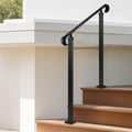 Adjustable Handrail 2-3 Steps Carbon Steel Matte Black Outdoor