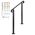Adjustable Handrail 2-3 Steps Carbon Steel Matte Black Outdoor