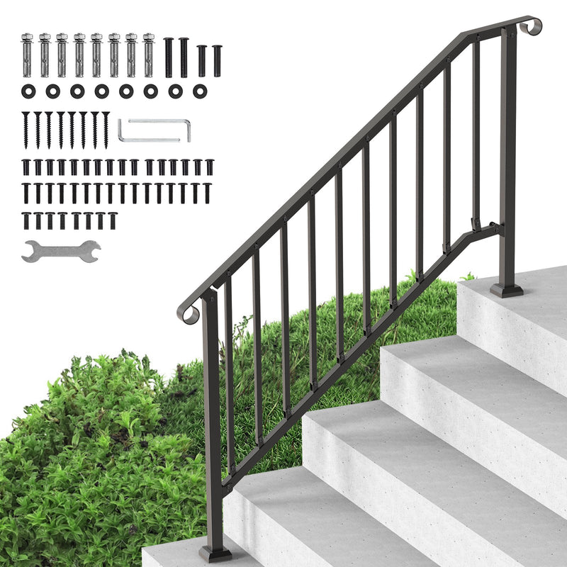 Handrails for Outdoor Steps 5 Step Carbon Steel Stair Rails