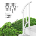 Handrail 1-2 Step Stair Rail Kit Carbon Steel White Outdoor Deck