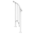 Handrail 1-2 Step Stair Rail Kit Carbon Steel White Outdoor Deck