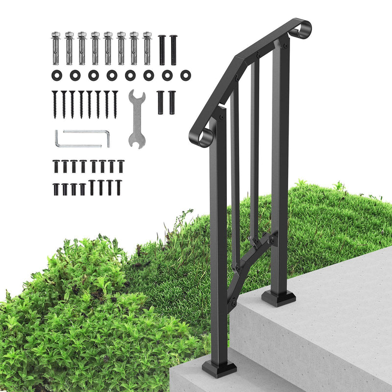 Handrails 1-2 Step Outdoor Stair Carbon Steel Black Retro