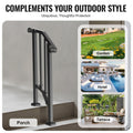 Handrails 1-2 Step Outdoor Stair Carbon Steel Black Retro