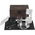 Ice Ball Press Kit, Aircraft Al Alloy Ice Press with Ice Block Mold, Large Mat, Tong, Drip Tray, One Glass, Round Ice Ball Maker 2.4