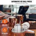 Ice Ball Press Kit, Aircraft Al Alloy Ice Press with Ice Block Mold, Large Mat, Tong, Drip Tray, One Glass, Round Ice Ball Maker 2.4