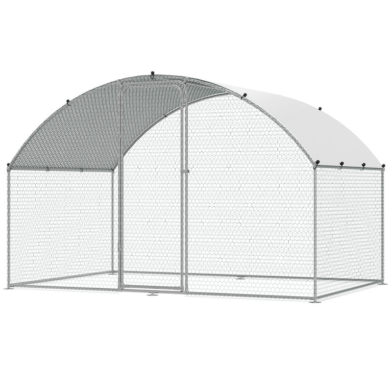 Large Metal Chicken Coop 9.8x6.5ft Walk-in Run Waterproof Cover