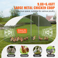Large Metal Chicken Coop 9.8x6.5ft Walk-in Run Waterproof Cover
