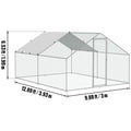 Large Metal Chicken Coop, 3x3.93x1.99 m Walk-in Chicken Runs for Yard with Cover, Spire Roof Hen House with Security Lock for Outdoor and Backyard, Farm, Duck Rabbit Cage Poultry Pen