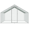 Large Metal Chicken Coop, 3x3.93x1.99 m Walk-in Chicken Runs for Yard with Cover, Spire Roof Hen House with Security Lock for Outdoor and Backyard, Farm, Duck Rabbit Cage Poultry Pen