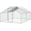 Metal Chicken Coop 3x3.93m Walk-in Hen House with Spire Roof Cover