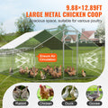 Metal Chicken Coop 3x3.93m Walk-in Hen House with Spire Roof Cover
