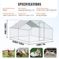 Metal Chicken Coop 3x3.93m Walk-in Hen House with Spire Roof Cover