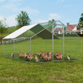 Metal Chicken Coop 3x3.93m Walk-in Hen House with Spire Roof Cover