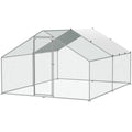 Metal Chicken Coop 3x3.93m Walk-in Hen House with Spire Roof Cover