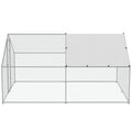 Metal Chicken Coop 3x3.93m Walk-in Hen House with Spire Roof Cover