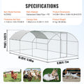Large Metal Chicken Coop with Run, 9.8x19.3x6.5 ft Walk-in Chicken Runs for Yard with Cover, Doom Roof Hen House with Security Lock for Outdoor and Backyard, Farm, Duck Rabbit Cage Poultry Pen