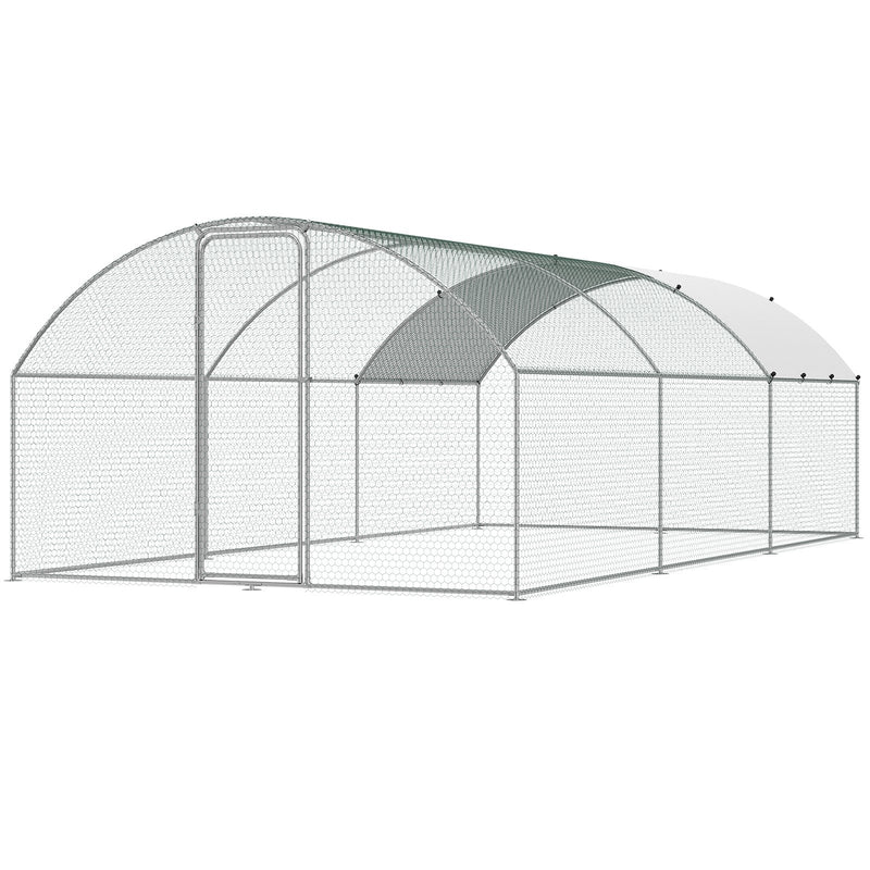 Chicken Coop 9.8x19.3x6.5ft Walk-in Run Dome Roof Lock Duck Rabbit