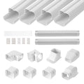 Mini Split Line Set Cover 76.2mm W 5350mm L, PVC Decorative Pipe Line Cover For Air Conditioner with 4 Straight Ducts & Full Components Easy to Install, Paintable for Heat Pumps, White
