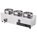 Electric Soup Warmer, Three 7.4QT Stainless Steel Round Pot, 1200W Commercial Food Warmer, 30 - 85℃ Adjustable Temp, Bain Marie with Anti-Dry Burn and Reset Button, for Restaurant, Buffet