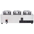 Electric Soup Warmer, Three 7.4QT Stainless Steel Round Pot, 1200W Commercial Food Warmer, 30 - 85℃ Adjustable Temp, Bain Marie with Anti-Dry Burn and Reset Button, for Restaurant, Buffet