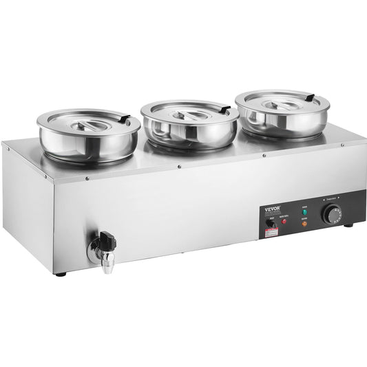 Devanti 1200W 3x7.4QT Electric Soup Warmer Stainless Steel Bain Marie