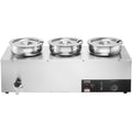 Devanti 1200W 3x7.4QT Electric Soup Warmer Stainless Steel Bain Marie