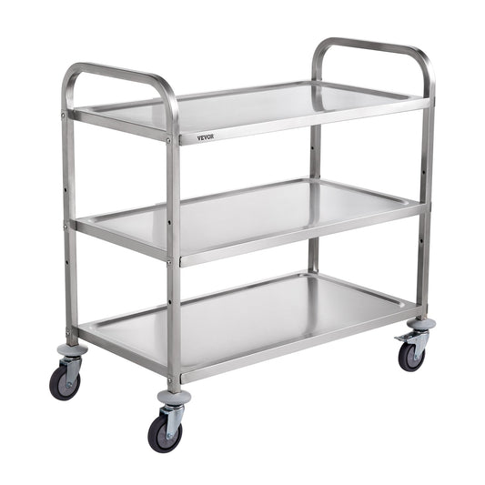 3-Tier Rolling Utility Cart 37.5"x20"x37.7" 450kg 6 Hooks