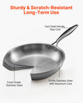 Tri-Ply Stainless Steel Frying Pan Set 3pc 240-320mm Induction