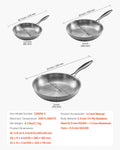 Tri-Ply Stainless Steel Frying Pan Set 3pc 240-320mm Induction