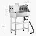 86.4 cm Stainless Steel Dog Washing Station, Pet Grooming Tub with Hot & Cold Faucet, Showerhead, Storage Rack, No-Bend All-in-One Bathtub, Home Wash Sink, Fits Small Cats and Dogs