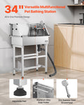 Stainless Steel Dog Washing Station 86.4cm Pet Grooming Tub Bath Sink