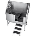 Dog Grooming Bath Tub 127cm Stainless Steel w Stairs Water Filter