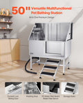 Dog Grooming Bath Tub 127cm Stainless Steel w Stairs Water Filter