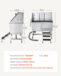 Dog Grooming Bath Tub 127cm Stainless Steel w Stairs Water Filter
