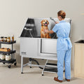 Dog Grooming Bath Tub 127cm Stainless Steel w Stairs Water Filter