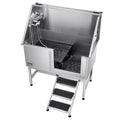 Dog Grooming Bath Tub 127cm Stainless Steel w Stairs Water Filter