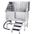 Dog Grooming Bath Tub 127cm Stainless Steel w Stairs Water Filter