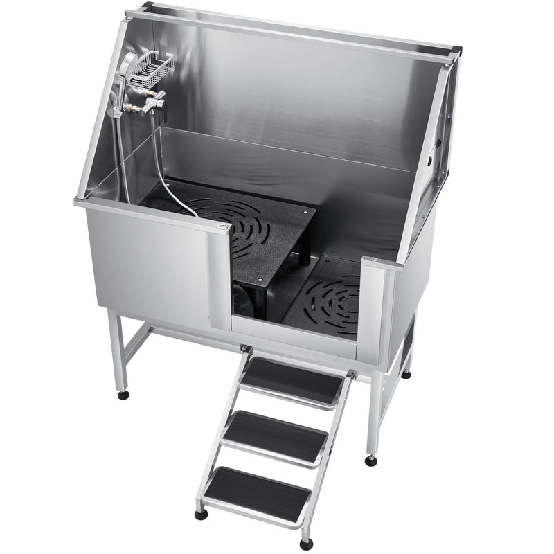 Stainless Steel Dog Washing Station 127cm w/ Stairs Faucet