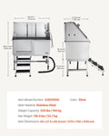 Stainless Steel Dog Washing Station 127cm w/ Stairs Faucet