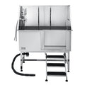 Stainless Steel Dog Washing Station 127cm w/ Stairs Faucet