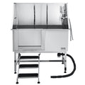 Stainless Steel Dog Washing Station 127cm w/ Stairs Faucet