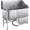 Dog Grooming Bath Tub 155cm Stainless Steel Ramp Water Filter