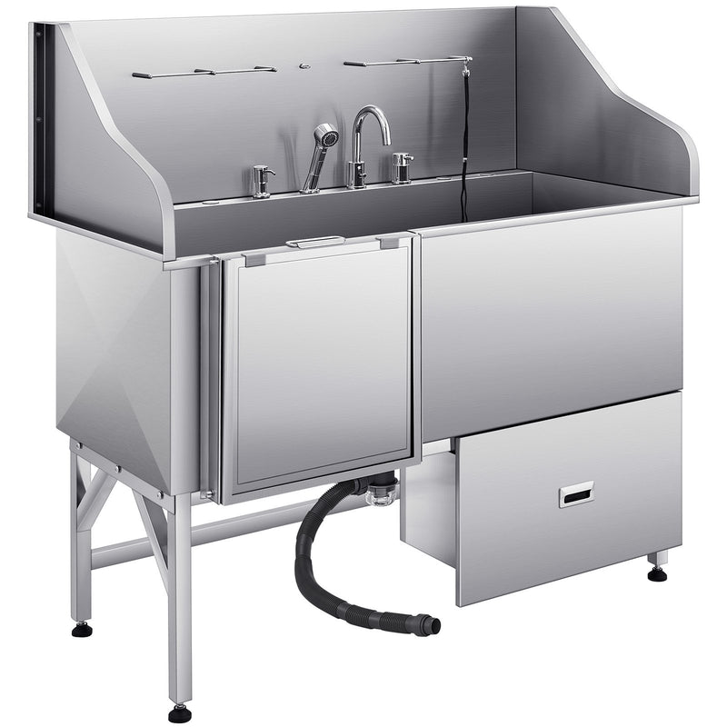 Dog Grooming Bath Tub 155cm Stainless Steel Ramp Water Filter