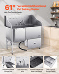 Dog Grooming Bath Tub 155cm Stainless Steel Ramp Water Filter