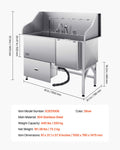 Cefito 155cm Dog Grooming Bath Tub Stainless Steel Ramp